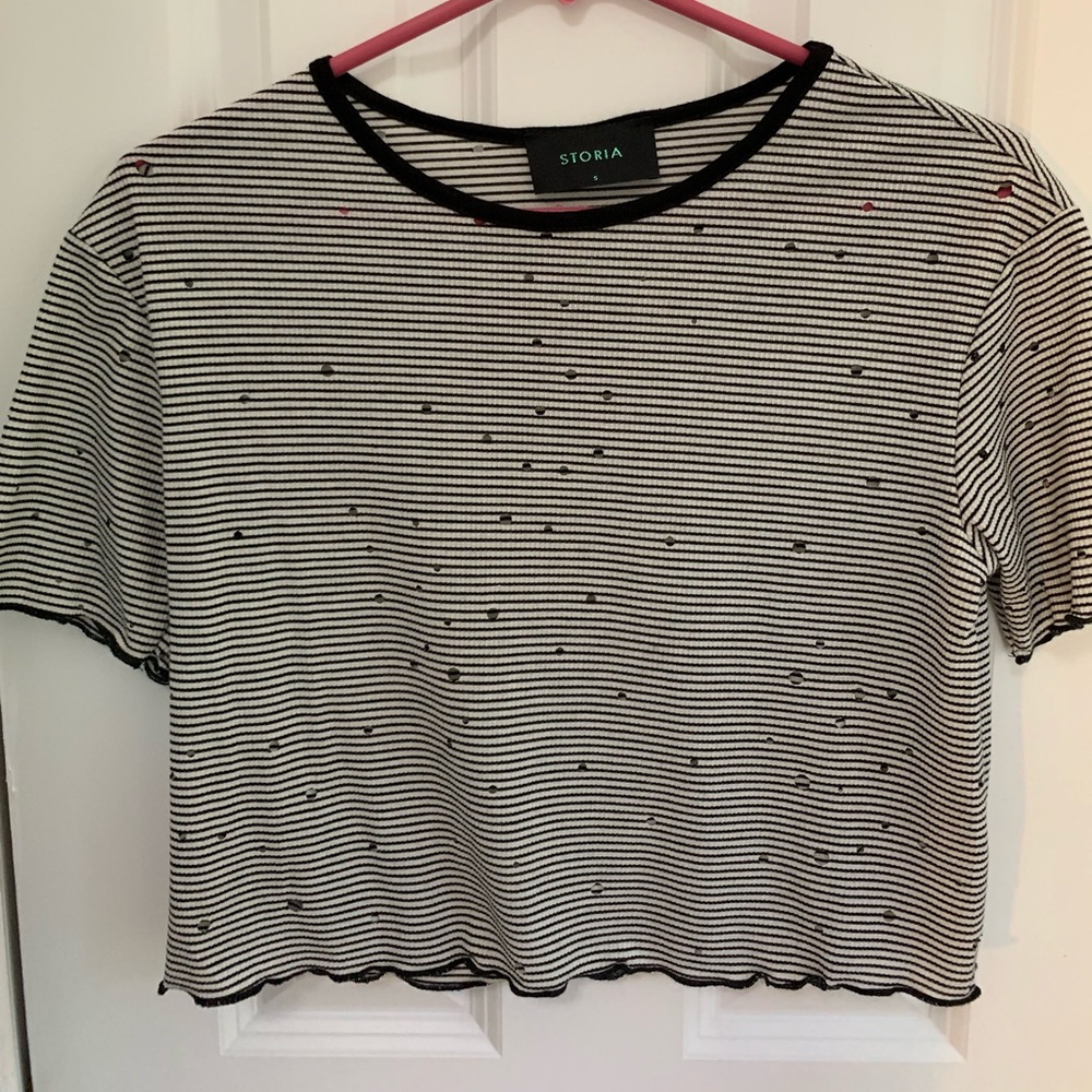 Distressed stripe tee